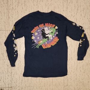 Rip N Dip Navy Blue Space Cat Full Graphic Long Sleeve Tee